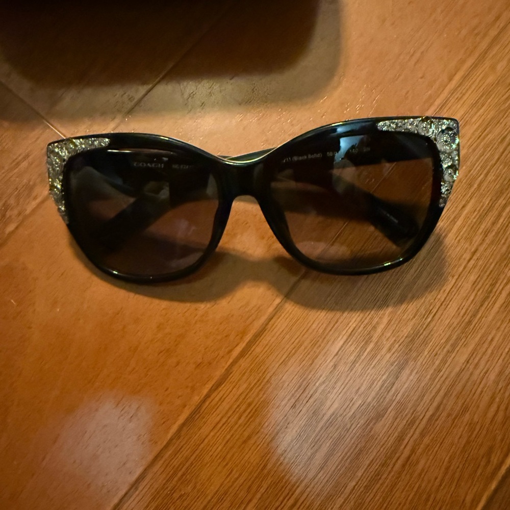 Coach Black Sunglasses with Glittering Gold Accents